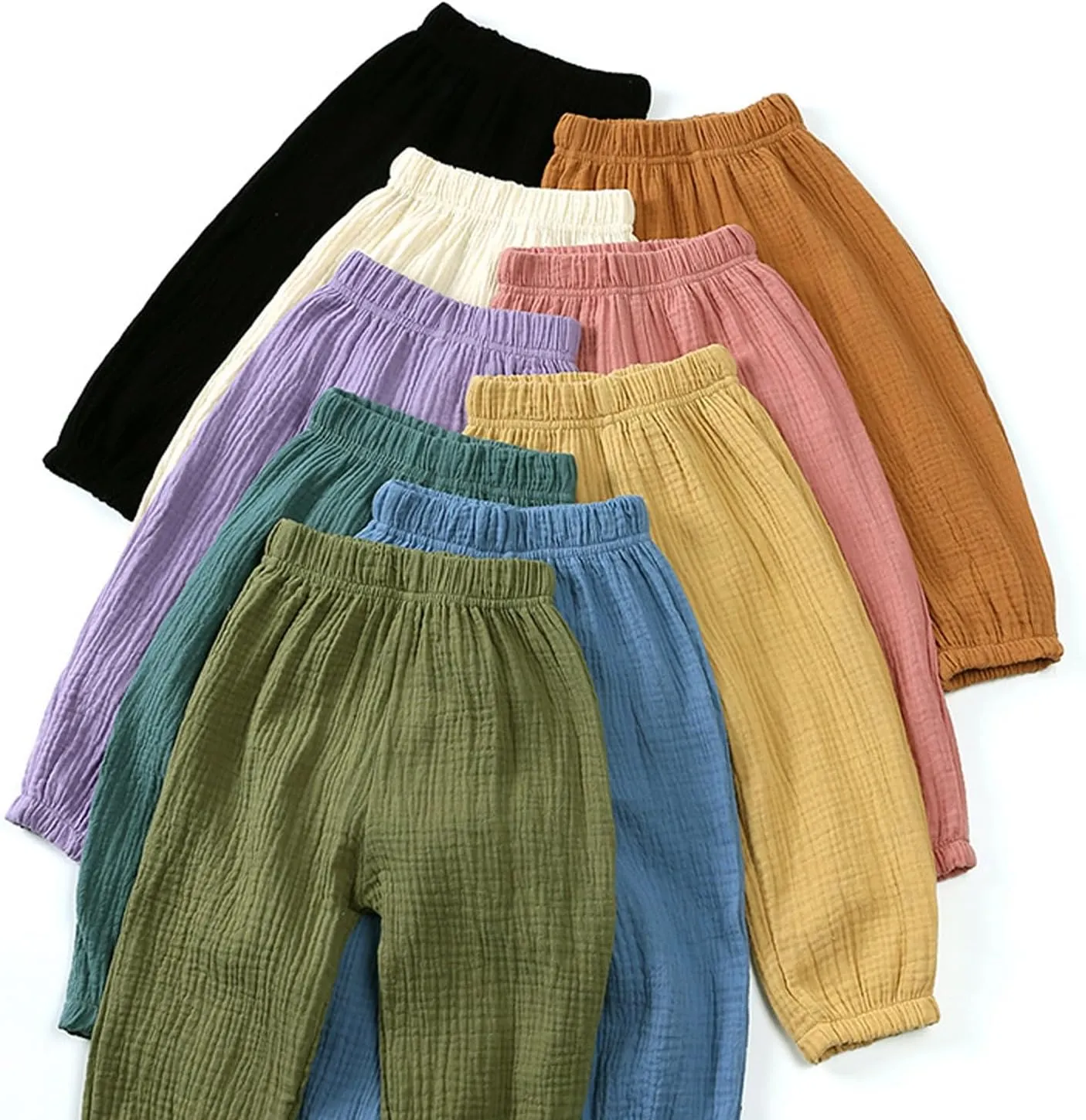 Toddler Casual Long Pants Trousers Summer Fall Kids Baby Boy Girl Cotton Linen Bloomer Elastic Basic Harem Pants Joggers 1-8T
