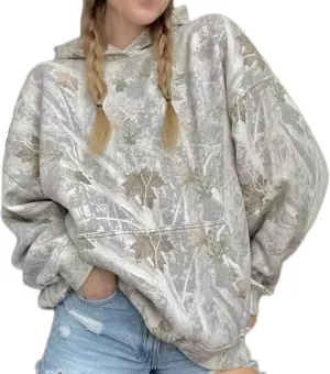 Womens Camo Hoodie Oversized Maple Leaf Print Sweatshirt Essentials Graphic Pullover Hoodies For Women