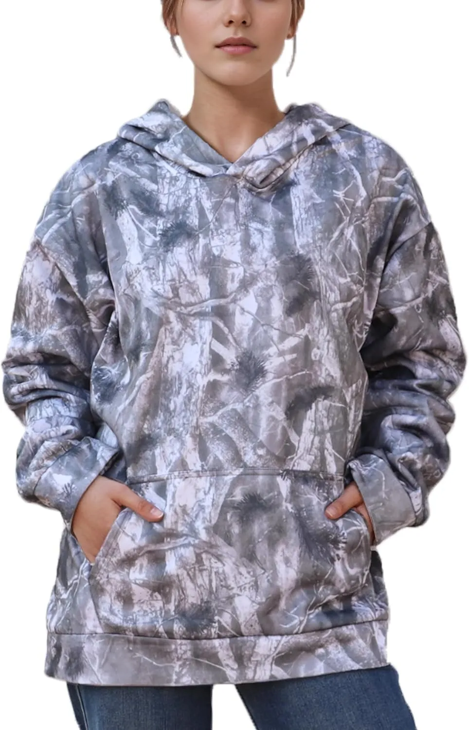 Womens Camo Hoodie Oversized Maple Leaf Print Sweatshirt Essentials Graphic Pullover Hoodies For Women