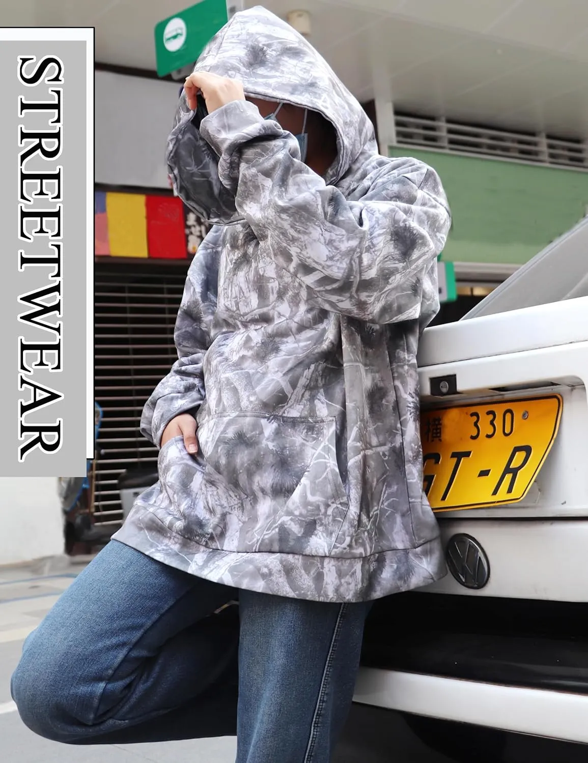 Womens Camo Hoodie Oversized Maple Leaf Print Sweatshirt Essentials Graphic Pullover Hoodies For Women