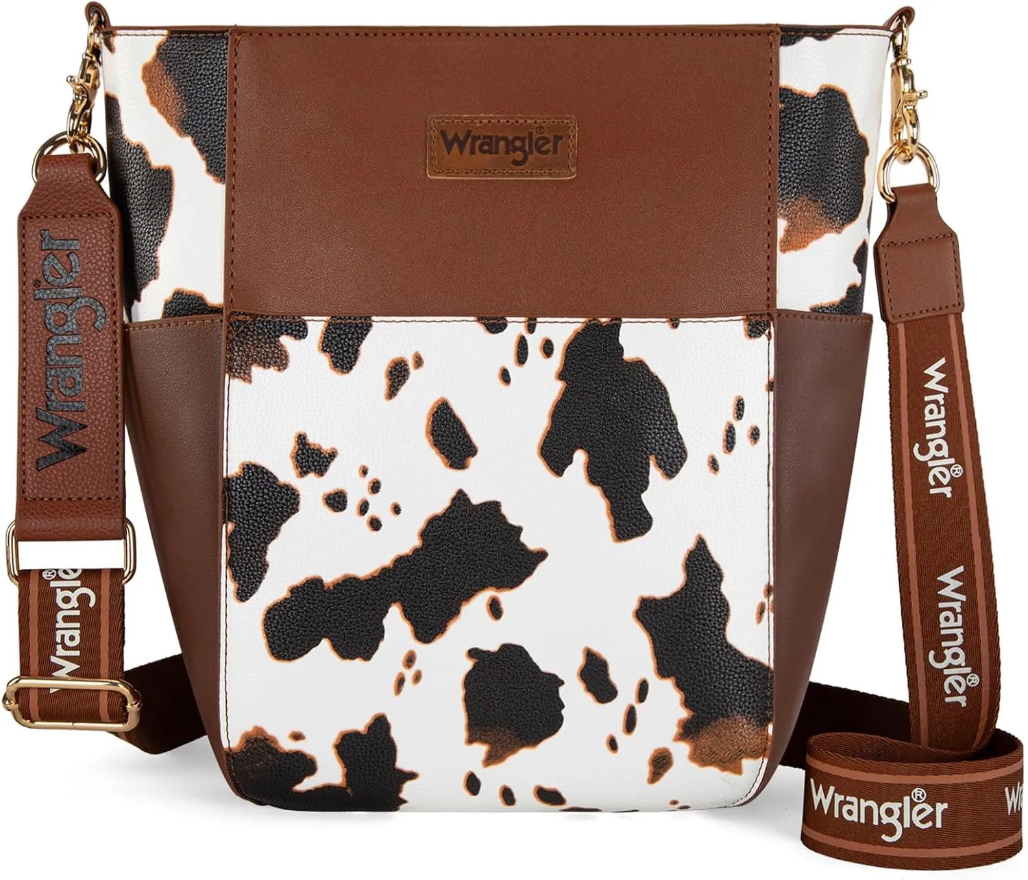 Wrangler MEDIUM Crossbody Bag for Women Vegan Leather Bucket Handbags with Guitar Strap