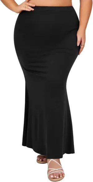 ZOMVA 2024 Plus Size 0X-5X Maxi Skirt 2/3 Pack Mermaid Bodycon Pull On High Waist Casual Elegant